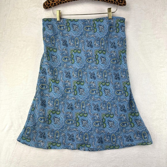 GAP Dresses & Skirts - Gap Midi Skirt Womens 4 Blue Paisley A-Line High Rise VTG Summer 03' Y2K